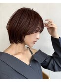 【横顔美人】ショートボブ×暖色カラー