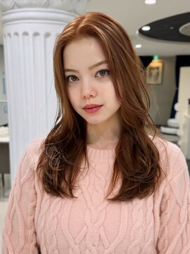 エアー 青山(AIR) 透明感カラーコーラルオレンジカット髪質改善