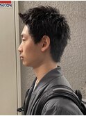 メンズ/アップバング/ツーブロックマッシュ/束感ショート/波巻き