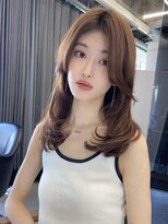 大人ガーリーチョコレート韓国レイヤーカット顔まわりカット