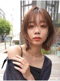 ミディアムレイヤーカットボブウルフ/10代20代/インナーカラー