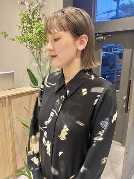 フェンヘアーアイス 中目黒(Fen.hair ici) 小顔ストレートボブ黒髪グレージュダークアッシュモード