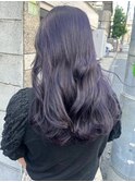 ブリーチ透明感カラーラベンダーグレージュ＊コテ巻き寒色カラー