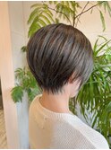 ショートボブ×ハイライト×マッドグレージュ　八戸