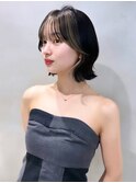 前髪顔まわりボブレイヤーボブ顔まわり縮毛矯正ヤマモトケント