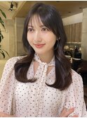セミロング30代40代ストレートレイヤー前髪なし前髪あり表参道