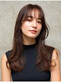 セミロング レイヤーカット 顔周りカット グレージュ 透明感