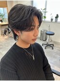 メンズ韓国ヘア/ニュアンスパーマ/センターパートウルフ/関祐翔