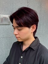 メンズ クーヘアー(Men's coohair)&nbsp;センターパート × ボルドーレッド