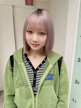 エン 栄店(enne) ココアベージュ/クラゲヘアー/ボブレイヤー/小顔/黒髪/栄