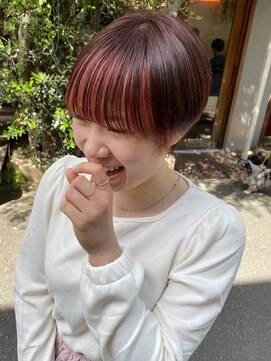 ラミエバイメルト 下北沢(lamie by melt) 花田/ショートボブインナーカラーピンクベージュ下北沢韓国前髪