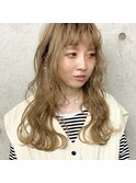 ハイトーンカラー/ミントアッシュ/カーキベージュ/ウェーブ巻き