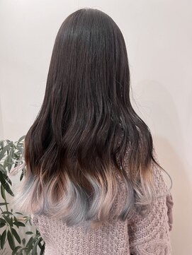 ラフ 原宿(L.a.a.g.f harajuku) 水色×ピンク くすみカラー 裾カラー ハイトーン＠原宿