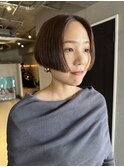 ハンサムショート_前髪なし_マッシュショート_オリーブベージュ