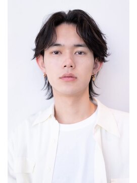 ハバナ 渋谷(HAVANA) メンズ波巻きセンターパート韓国風黒髪ツーブロックマッシュ