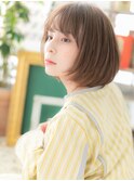 ★マロンベージュアッシュ艶感ストレート丸みボブ20代30代★1
