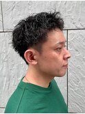 ダークアッシュニュアンスパーマ韓国マッシュベリーショート