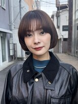 グリーンミドル(GREEN middle)&nbsp;ミニボブ/切りっぱなしボブ/ワイドバング/ピンクブラウンカラー