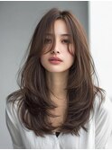 レイヤーカット/顔周りカット/触覚/グレージュ/韓国巻き