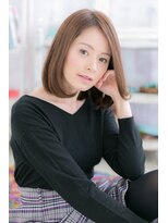 ミック 日暮里店(miq)&nbsp;アシンメトリーかきあげバング小顔内巻きワンカールストレートa1