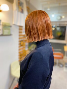 アンドチル 渋谷(AND CHILL) ピンクオレンジ/切りっぱなしボブ/ミニボブ　渋谷