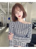 透明感カラー×ボブ　顔まわりカット　艶トリートメント