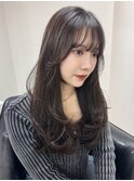 顔まわりレイヤー 艶カラー 暗髪 韓国風 髪質改善 福岡美容室