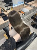 北千住髪質改善くすみカラー柔らか質感ロングオリーブベージュ