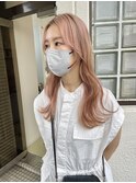 10代20代ロングピンクベージュブロンド岡山ブリーチ