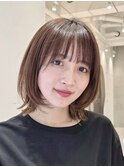 表参道酸性ストレートパーマ艶髪ミディアムレイヤーベージュ40代
