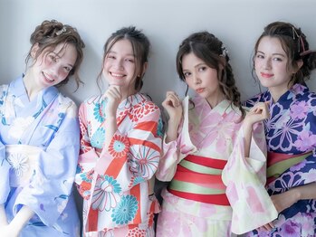 アールプラスヘアサロン(ar+ hair salon)の写真/浴衣着付けとヘアセットで夏の装い！お友達と大歓迎のサロンで素敵な思い出作り◎