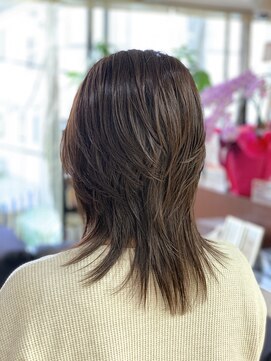 クオリス 上板橋店(QUALIS) ロングウルフレイヤー/ひし形くびれストレート/ダークブラウン