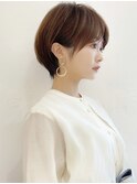 耳掛けショート/黒髪/小顔カット/マッシュショート/ハイライト
