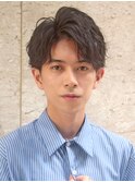 かき上げビジネス　ツーブロックパーマ