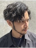 ツイストスパイラルパーマセンターパート波巻きスパイラルパーマ
