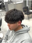 ツイストスパイラルメンズパーマ波巻きツイスパ縦落ち