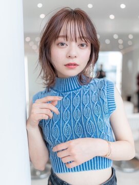 ケアリー 浦和美園(Carelly) 大人かわいい前髪セシルカットココアブラウンフリンジウェーブ