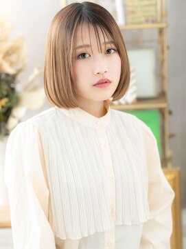 カバーヘア ブリス 戸田公園西口店(COVER HAIR bliss) ツヤ髪シルキーベージュ切りっぱなしボブc4戸田公園20代30代40代