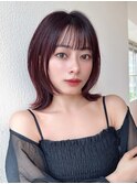 ローズブラウンで艶髪◎ミディアムハッシュボブ【浦和】