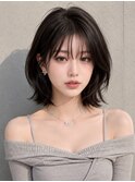 ボブレイヤー 韓国ヘア 顔周りレイヤー グレージュカラー