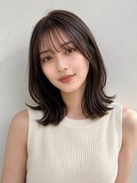 ラックスビーギャラリー なんば駅前店(LUXBE GALLERY) 髪質改善 外ハネミディアム シースルーバング
