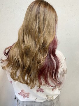 アジールヘア 東上野店(agir hair) イヤリングカラーピンク/ミルクティベージュ【上野/東上野】