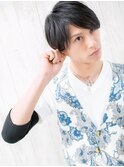 ”重軽”七三分け黒髪ニュアンスマッシュL