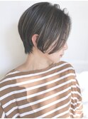 【モリオ原宿】前髪なしショートボブハイライトくびれショート