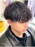 波巻きスパイラルツイストスパイラルパーマセンターパートメンズ