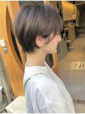 20代30代40代ひし形小顔ショートハイライトグレージュカラー