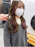 インナーカラーショコラアッシュヘルシースタイル波巻きぎゃう