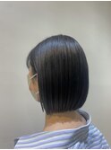 暗髪/ブルーブラック/ブルーグレー/耳かけボブ/ミニボブ