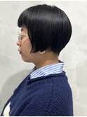 アメリヘア短め前髪クールショートショートボブ×グレーベージュ