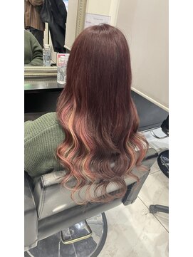 ヘアーデザイン ジェルム(Hair Design germe) エクステ５種類MIX RED×PINK×BEIGE --RINA--